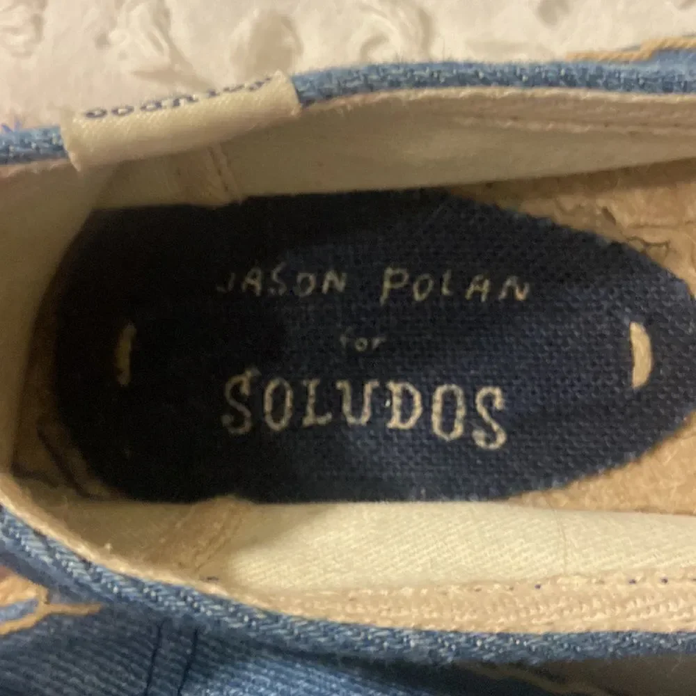 Soludos Jason Polan Denim Espadrille Mustard Hot Dog Size 6